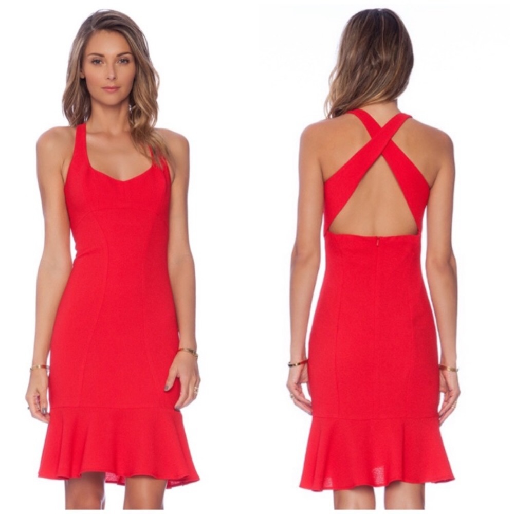Black Halo Carabelle flutter hem dress
